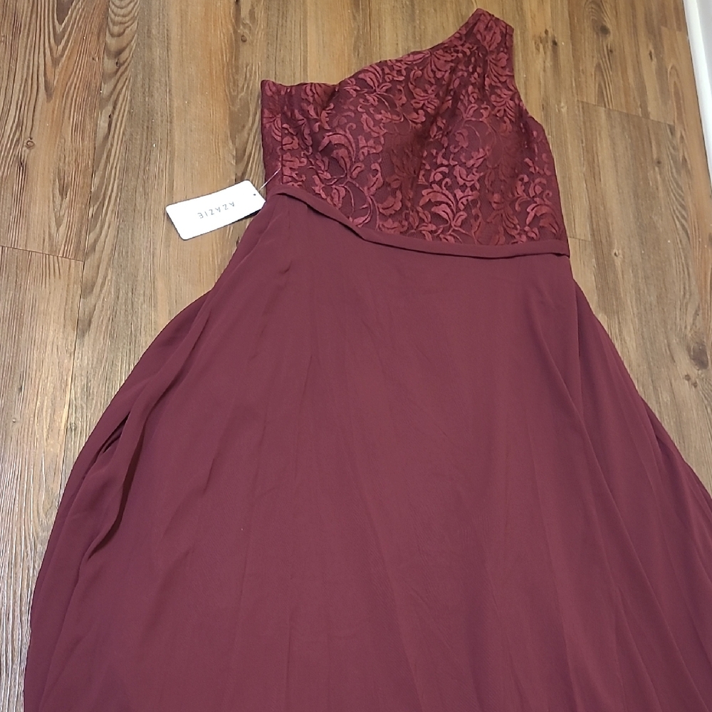 AZAZIE Bari Jay One-Shoulder Dress in Rich Burgundy AZAZIE new